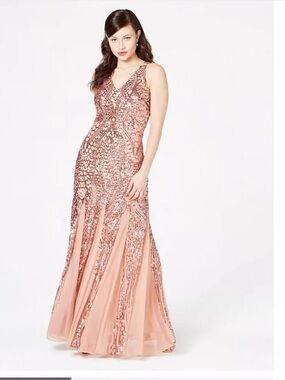 Formal Sequins Gown Plus Size Nightway Rose Gold
